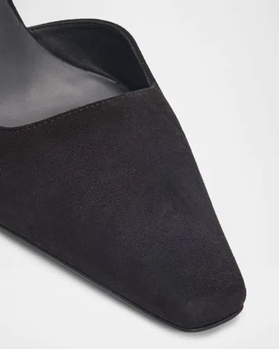 Alaïa Wave Mules Suede Wedge Heel Pointed Toe In Black