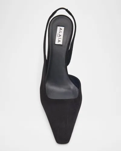 Alaïa Wave Mules Suede Wedge Heel Pointed Toe In Black