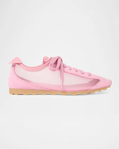 Jacquemus Les Tennis Suede And Leather Trimmed Mesh Sneakers In Pink