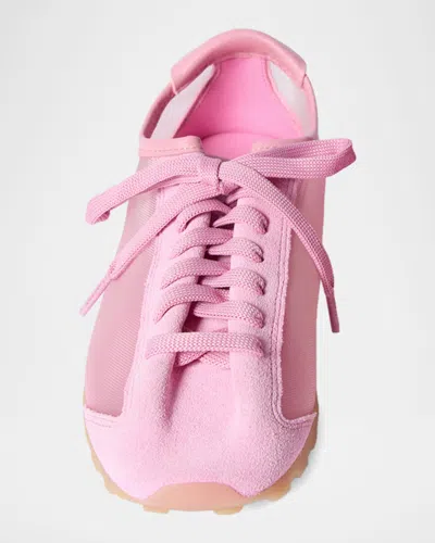 Jacquemus Les Tennis Suede And Leather Trimmed Mesh Sneakers In Pink