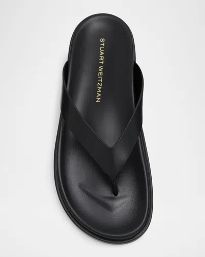 Stuart Weitzman Leather Thong Sandals Open Toe Flat In Black