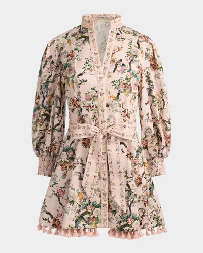 Alice And Olivia Lucy Mini Shirt Dress Sunset Grove English Rose In Multi