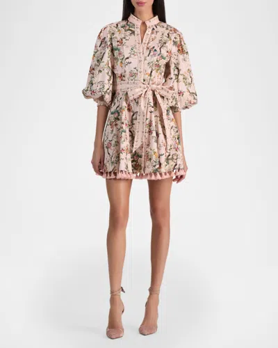 Alice And Olivia Lucy Mini Shirt Dress Sunset Grove English Rose In Multi