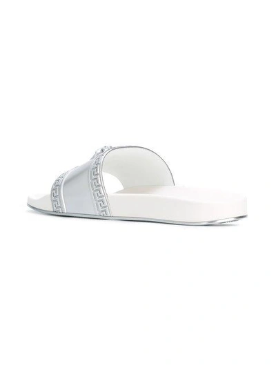 Shop Versace Medusa Slider Sandals In Grey