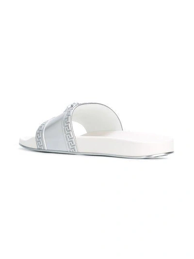 Versace Men's Medusa-head Slide Sandal, Silver In Grey