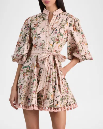 Alice And Olivia Lucy Mini Shirt Dress Sunset Grove English Rose In Multi