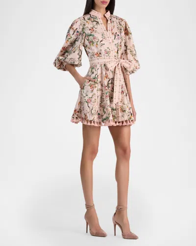 Alice And Olivia Lucy Mini Shirt Dress Sunset Grove English Rose In Multi