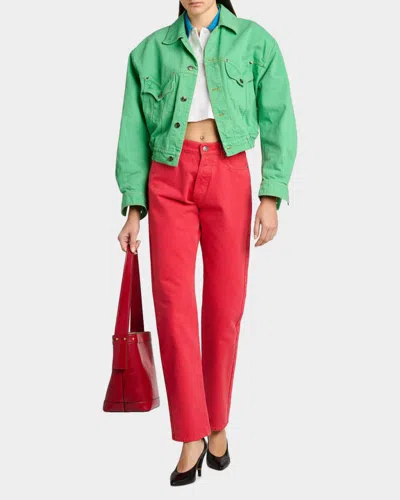 Versace Oversized Blouson Denim Jacket In Multi