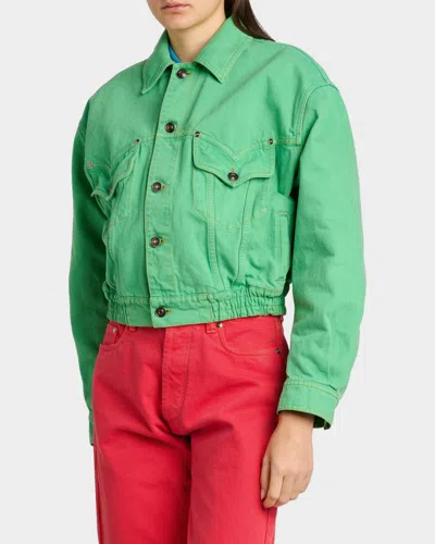 Versace Oversized Blouson Denim Jacket In Multi