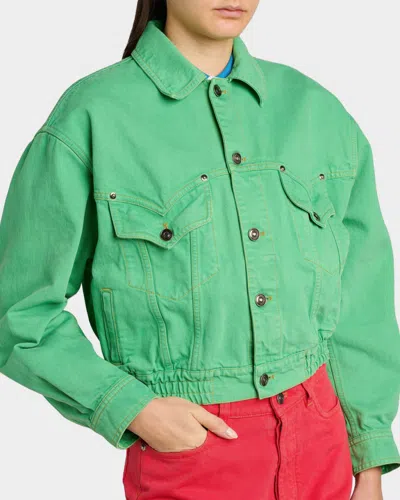 Versace Oversized Blouson Denim Jacket In Multi