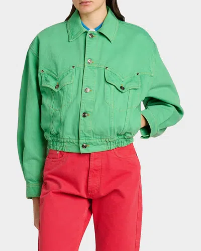 Versace Oversized Blouson Denim Jacket In Multi