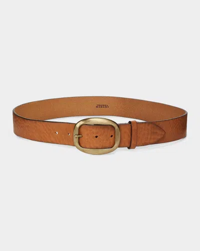 Isabel Marant Dara Large Buckle Leather Belt In Brown