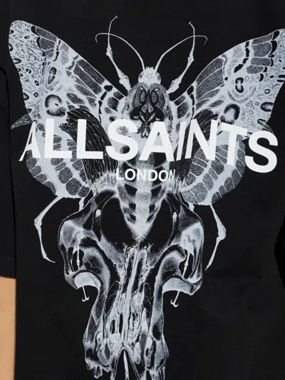 Allsaints Guardian Amelie Short Sleeve Graphic Logo T-shirt With Back Print In Black