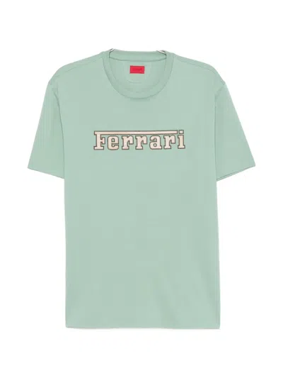 Ferrari Cotton T-shirt With Embroidered  Logo In Green