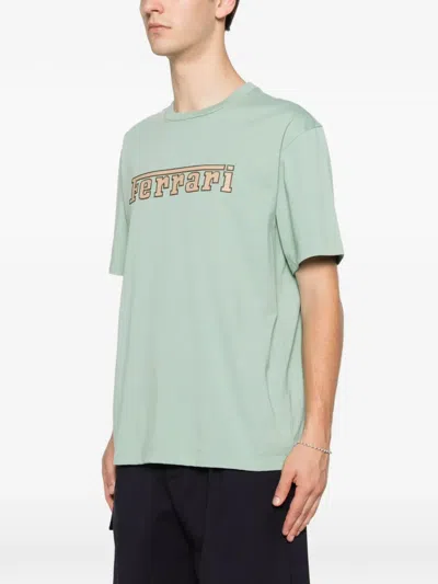 Ferrari Cotton T-shirt With Embroidered  Logo In Green