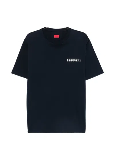 Ferrari Cotton T-shirt With  Logo In Blue