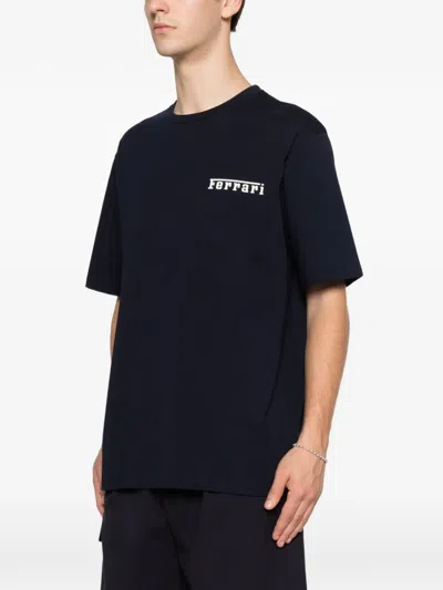 Ferrari Cotton T-shirt With  Logo In Blue