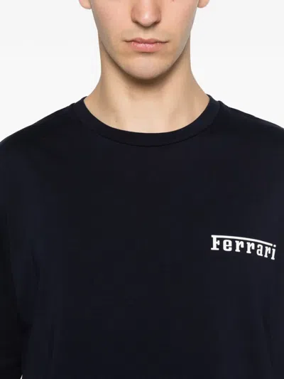 Ferrari Cotton T-shirt With  Logo In Blue