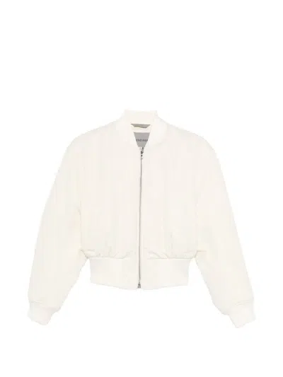 Balenciaga Cropped Bomber Jacket In Technical Faille In White