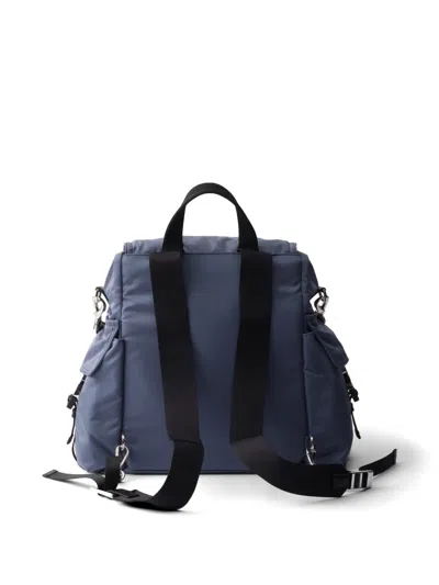 Prada Explore Re-nylon And Leather Backpack In Blue