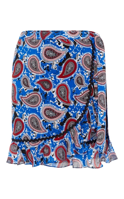 Dodo Bar Or Milo Paisley-print Mini Wrap Skirt In Синий Узор «павлиний Глаз»