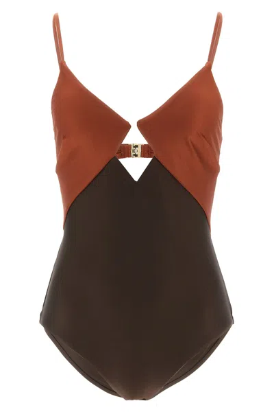 Zimmermann Aster Diamond Wired Swimsuit In Brown