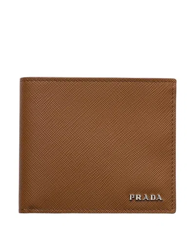 Prada Saffiano Leather Wallet In Brown