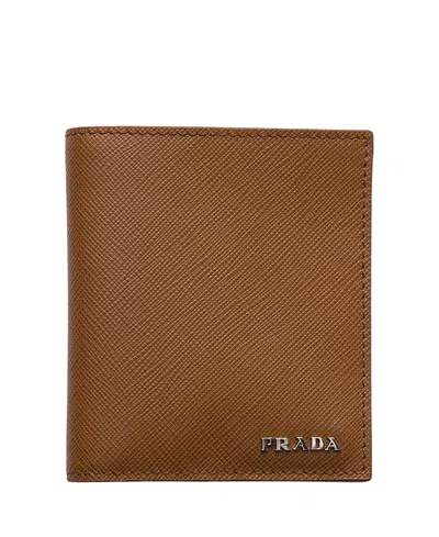 Prada Saffiano Leather Wallet In Brown