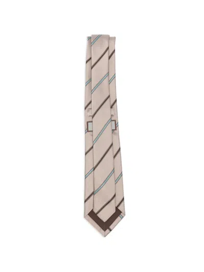 Canali Striped-pattern Tie In Brown