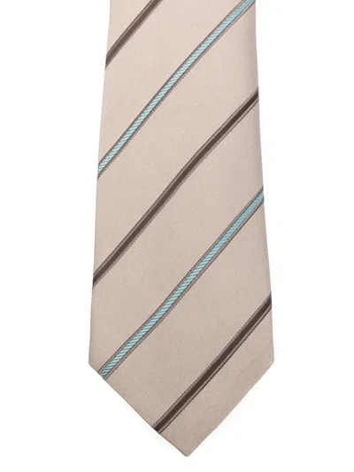 Canali Striped-pattern Tie In Brown