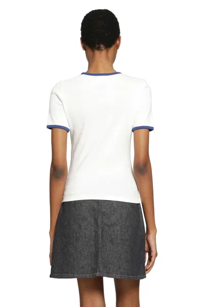 Courrèges Courreges Women Cotton T-shirt With Contrasting Profiles In White