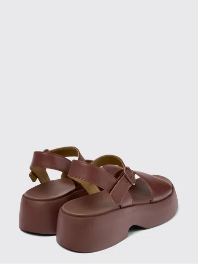 Camper Tasha Ankle Strap Wedge Sandal In Burgundy