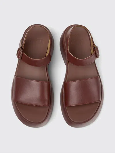 Camper Tasha Ankle Strap Wedge Sandal In Burgundy
