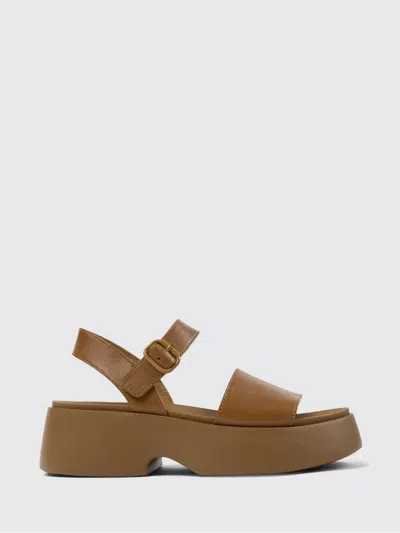 Camper Tasha Ankle Strap Wedge Sandal In Brown