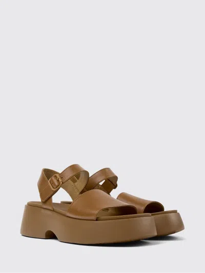 Camper Tasha Ankle Strap Wedge Sandal In Brown