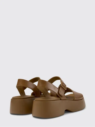 Camper Tasha Ankle Strap Wedge Sandal In Brown