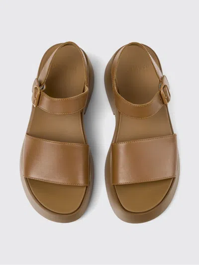 Camper Tasha Ankle Strap Wedge Sandal In Brown