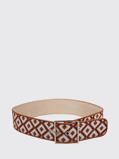 Max Mara Raffia-effect Diamond Pattern Belt In Brown