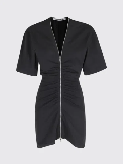 Alexander Wang Gathered T-shirt Dress With Continuous Loop Zipper In Black