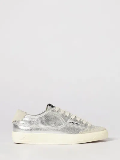 Autry Windscape Low Silver Canvas Suede Cow Leather Rubber Sneakers In Gray