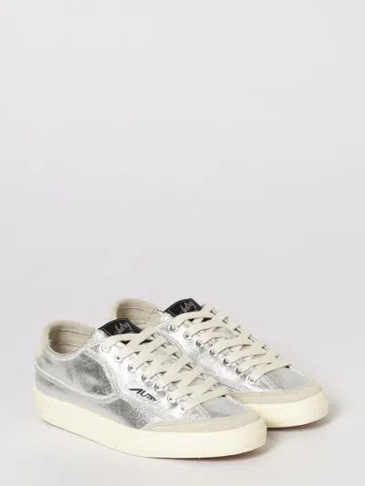 Autry Windscape Low Silver Canvas Suede Cow Leather Rubber Sneakers In Gray