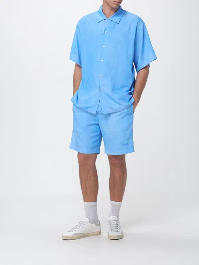 Msgm Shorts Men  In Blue
