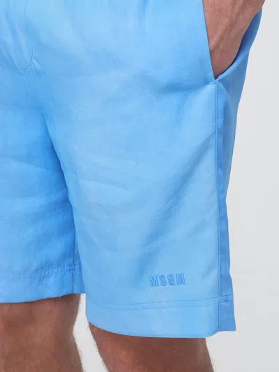 Msgm Shorts Men  In Blue
