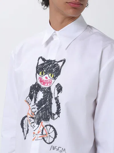 Msgm Cat-print Shirt In White