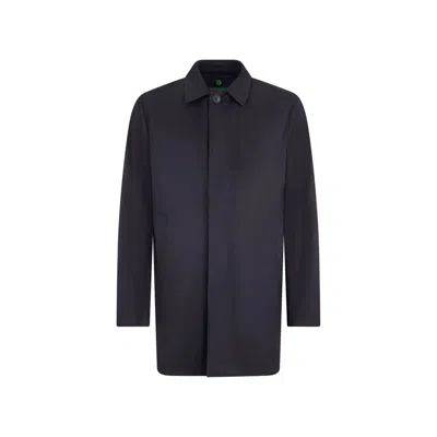 Herno Point-collar Single-breasted Coat In Blue