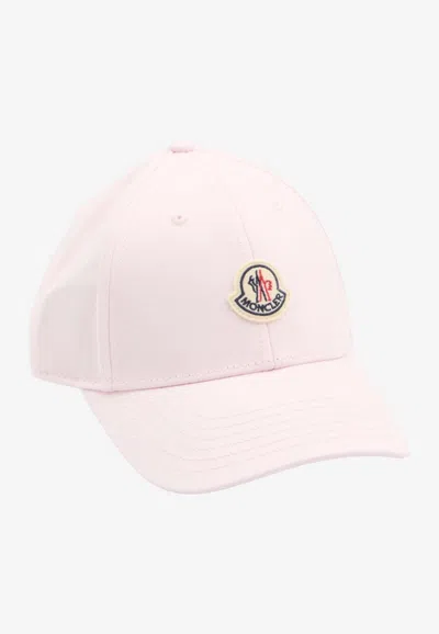 Moncler Gabardine Baseball Cap With Logo Patch In Pink