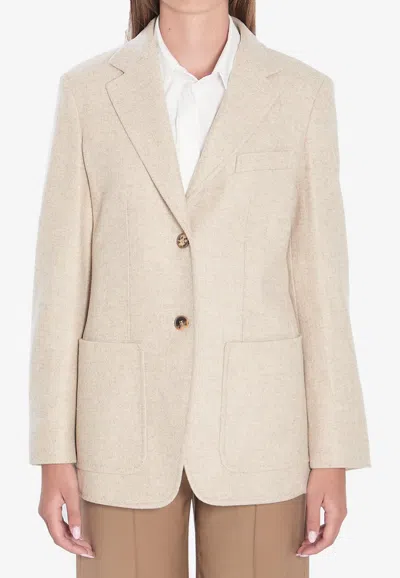 Max Mara Women's Sand Mosa Single-breasted Linen-cotton Blend Blazer In Multi