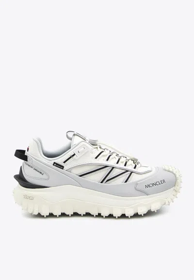 Moncler Light Grey Real Leather Trailgrip Gtx Low Top Sneakers In Gray