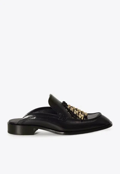 Loewe Black Leather Loafers