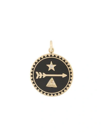 Foundrae 18k Yellow Gold Dream Petite Diamond Medallion Charm In Metallic